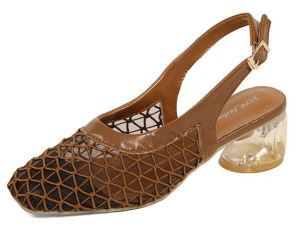 [JSJK]Trendy Square-Toe Woven Bag-Head with Airy Crystal Thick Mesh Open Heel Sandals for Women #007