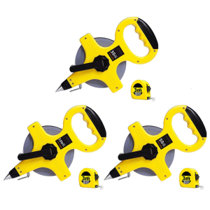 ตัววัดเทปไฟเบอร์ไนลอนอเนกประสงค์พร้อมที่จับที่จับ3เมตรเครื่องมือทำ ABS สำหรับการก่อสร้างในร่มกลางแจ้ง