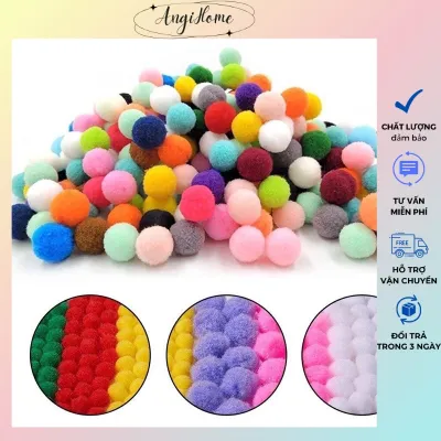 Sét 20 quả bông Pompom nhiều màu làm đồ handmade cây thông noel trang trí ANGIHOME