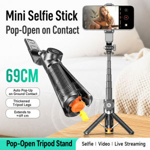 69cm Auto Pop-Up Selfie Stick Tripod Aluminum Alloy Phone Stand Bluetooth Remote Vlog Live Streaming