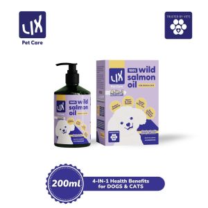 LIX Pet Care 100% Wild Salmon Oil for Dogs & Cats - Boosts Immunity Reduces Shedding Improves Coat Shine Heart & Joint Support