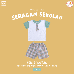 Micellita - Stelan / Dress Seragam Anak Series Kotak (Usia 6-36 Bulan)