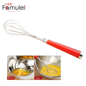 Famulei 430 Stainless Steel Egg Beater HandHeld Egg Whisk Mixer Stirrer Spending Maker Kitchen Tools