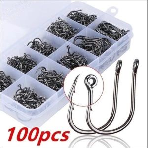 100Pcs Sharpen Fish Hooks Set High Carbon Steel Barbed Fish Hook with Storage Box Carp Rock Fishing Tackle COD