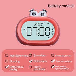 2024 Big Mouth Alarm Clock Timer LED Ambient Night Light Household Charging Electronic Clock Children Gift Cartoon Smart Cloc