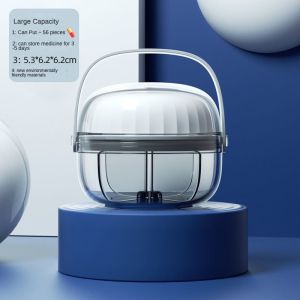 Revolving Medicine Pill Box 4 Compartments Big Capacity Portable Medicine Container Pill Storage Bekas Ubat Kotak药盒
