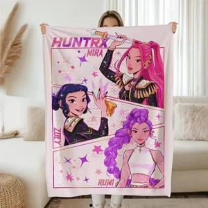 UNDATA Comfortable K-Pop Demon Hunters Flannel Blanket Soft Multiple Sizes Nap Blanket High Quality Machine Washable Warm Blankets Home,Office