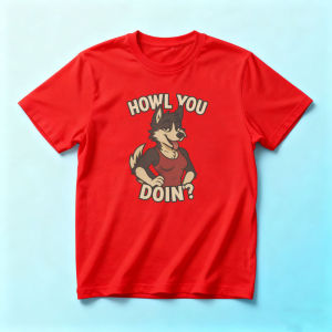 HOWL YOU DOIN Summer Men Cotton Crew Neck T-Shirts Cheerful Female Wolf Cartoon Print Furry Meme Holiday Apparel