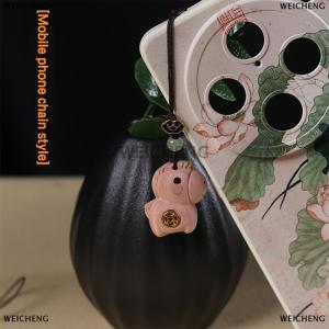 [COD] WEICHENG Creative Sandalwood Zodiac Horse Keychain Pendant Mobile Phone Hanging Decor Cute Wooden Artifacts Small Ornament Couple Gifts