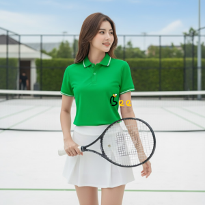 Áo POLO Nữ Bee Sắc Xanh Lá Tươi Mới Phối 1 Sọc Trắng Năng Động Vải Cá Sấu Mè Cao Cấp Siêu Thoáng Khí Tôn Dáng Thanh Lịch