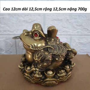 Tượng cóc 3 chân thiềm thừ cóc ngậm tiền bằng đồng vàng MS0390