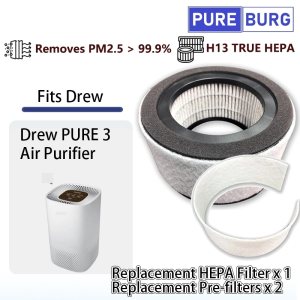 PUREBURG® - Drew PURE Air Purifier Set Filter Pengganti dengan Karbon Aktif & HEPA