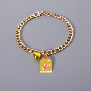 Pet Metal Chain with Lucky Pendant for small Medium Dogs Cats Chihuahua Pug Dog Cat Bell collar Necklace