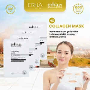 ERHA Masker Wajah Kolagen Collagen Mask 4 Pcs - Anti Aging Phytocollagen Orange Fruit Extract