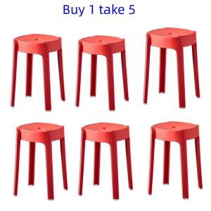 Buy 1 Take 5 Nordic Modern Plastic Chair Stackable Round Household Stool Dining chair Kerusi Makan