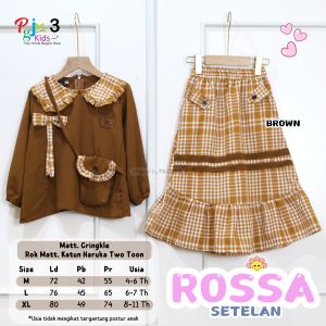 BISA COD Setelan Atasan Lengan Panjang Dan Rok Motif Anak Perempuan Usia 4-11T Rossaa Set