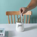 LEEOTYI Ceramic Farmhouse Pen Holder for Desk, Pencil Organizer 16 oz (White). 