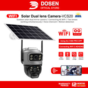 DOSEN  8MP CCTV Solar Outdoor Wifi Three Screen  IP66 Wireless Waterproof Built-in Battery Cctv Camera for house 4G SIM Card