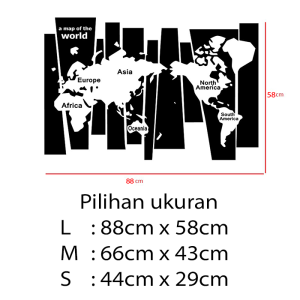 Stiker Dekorasi Unik Lucu Kaca Dinding Rumah Cafe Restaurant Kafe Office Home Decor Kantor Toko Hiasan Dinding Wall Custom Cutting Sticker Map Of The World