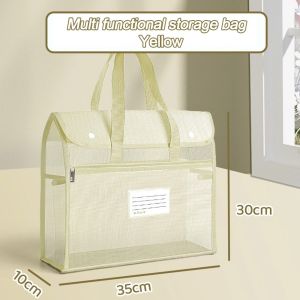 JAYNEBIO Flip Cover Mesh Storage Bag Multilayer Transparent File Bag Portable Art handbag Gift