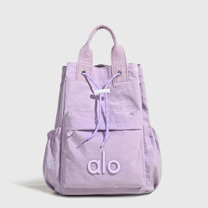 ALO Drawstring NylonBackpack Women Lightweight Multi Pocket Small Daypack Top Handle Casual Rucksack For Student Travel Outdoor Daily