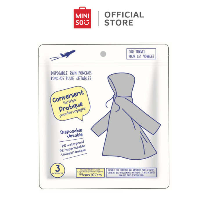 MIniso Raincoat Disposable Rain Ponchos pcs Disposable Rain
