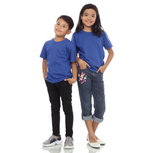 Kaos Polos Anak Oneck Lengan Pendek Bahan Katun Combed 30s Warna Biru Benhur
