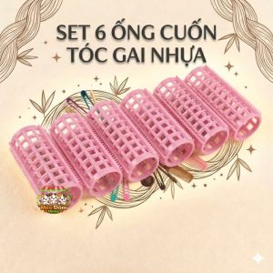 [HÀNG CÓ SẴN]SET 6 ỐNG CUỐN TÓC GAI NHỰA MÀU HỒNG - BÍ QUYẾT TẠO XOĂN PHỒNG TỰ NHIÊN KHÔNG LO DÙNG NHIỆT