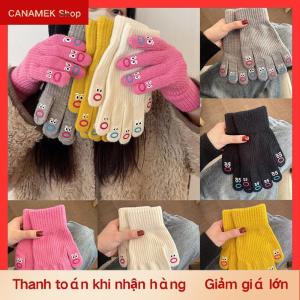 CS 1 đôi phụ nữ hài hước biểu hiện trên khuôn mặt găng tay dệt kim đầy đủ ngón tay Găng tay mềm Crochet găng tay hoạt hình biểu hiện lái xe găng tay