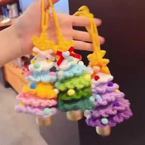 Yarn Knitted Christmas Tree Pendant Car Bell Ornament Christmas Decoration Small Gift Small Christmas Tree Finished Product [ Free Shipping ]