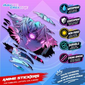 Anime Sticker Waterproof Scratchproof Strong Adhesive for Tumblers Laptops Car Scratch Sticker