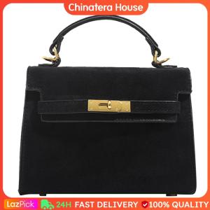 Women Faux Suede Crossbody Bag Solid Color Tote Handbag Underarm Purse for Daily Travel Work