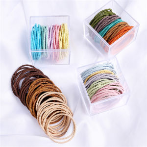 50pcs/Box Woman Rubber Band Hair Rope Colorful Elastic Hair Bands Korean Girl Hair Accessories Ornaments