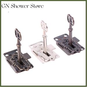 [GN Store] 1 Set Vintage Cabinet Lock Antique Bronze Padlock Hasp Hook Lock Antique Latches
