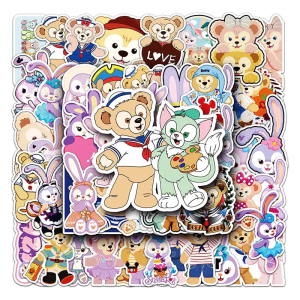 50pcs Cute Disney Duffy Bear Ballet Bunny Stickers DIY Laptop Luggage Waterproof Kawaii Decals Kid Toy
