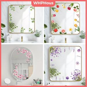 WHPHous Spring Green Leaf And Floral Wall Stickers Glass Sticker For Shower Doors Mirrors Bathroom Glass Self-Adhesive Removable