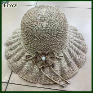 Fitow Wide Brim UV Protection Straw Hat Fashion Casual Breathable Beach Cap Bucket Hat Summer Sun Hat