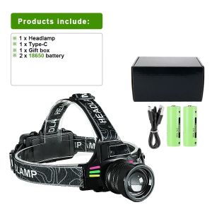 Super Bright Headlamp Most Powerful Long Range Head Flashlight Sensor High Power Headlight With Yellow Light Fishing Head Torch