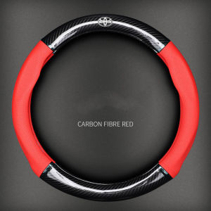 Carbon Fiber Leather Car Steering Wheel Cover Protector 38CM/15INCH Accessories Universal For for TOYOTA Alphard Avanza Camry Corolla CHR Prius Altis Estima Harrier Innova Vellfire Vios Wish Prado Land Cruiser Yaris Fortuner RAV4