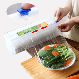 Upstyle 1Pcs Food Plastic Cling Wrap Dispenser Preservative Film Cutter with Slide Cutter Adjustable Cling Film Cutter Preservation Foil Storage Box
