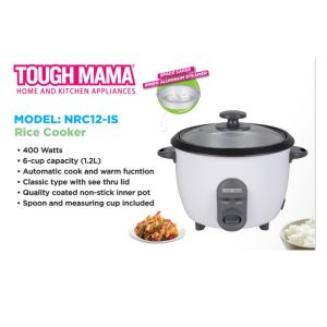 Tough Mama Liters White Rice Cooker with Steamer Non-stick Automatic Minimalist Rice Cooker