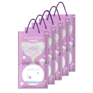 5PCS Hanging Dehumidifier Bags 5 Green & 5 Purple Moisture Absorber Humidity Remover Water Collector Closet Wardrobe Cabinet Bathroom Bedroom Storage Room Car Damp Control Anti Mold Mildew Odor Absorbing Home Organizer Moisture Trap