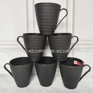 6 Cangkir Ramen Hitam - Gelas Hitam - Cangkir Ulir - Gelas Japanese -Cangkir Espresso - Gelas Plastik Lusinan Murah