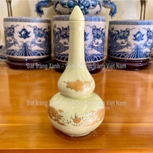 4 CỠ Nậm Rượu Thờ Cúng 2 Bầu Men Ngà Vàng Chuẩn Bát Tràng