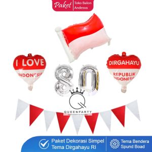 Paket Dekorasi HUT Ri bendera spunboad / aksesoris dekor dirgahayu ri / paket bendera merah putih agustus