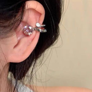 Fashionable Ring Gift 绝美超闪锆石珍珠无耳洞耳夹女甜酷耳骨夹独特高级感轻奢耳饰耳环