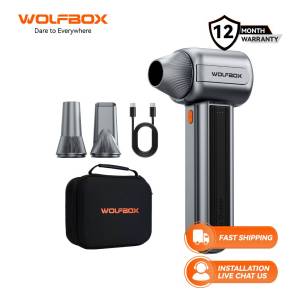 WOLFBOX MF400 Leaf Blower Cordless - Lightweight Handheld Jet Blower High-Velocity Brushless Motor 3 Modes Including Powerful Turbo for Patio Garage & Debris Professional Car Dryer with Hard Case