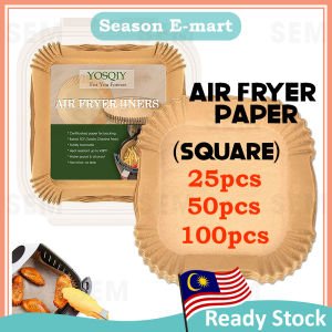 100 50pc 24cm 20cm Square Air Fryer Disposable Baking Papers Non-Stick Steamer Square Parchment Paper Kitchen Use [E31]