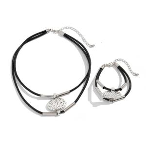 Multi Layer Bohemian Set Women Necklace Bracelet with Geometric Pendant for Festivals and Casual Outings