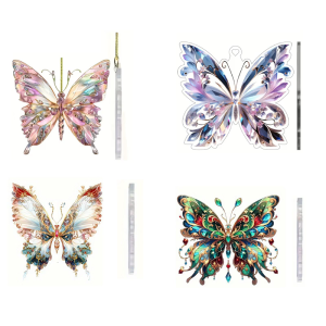 Colorful Butterfly Acrylic Pendant 2D Flat Like Hanging Ornament for Car Interior Charm and Window Decoration